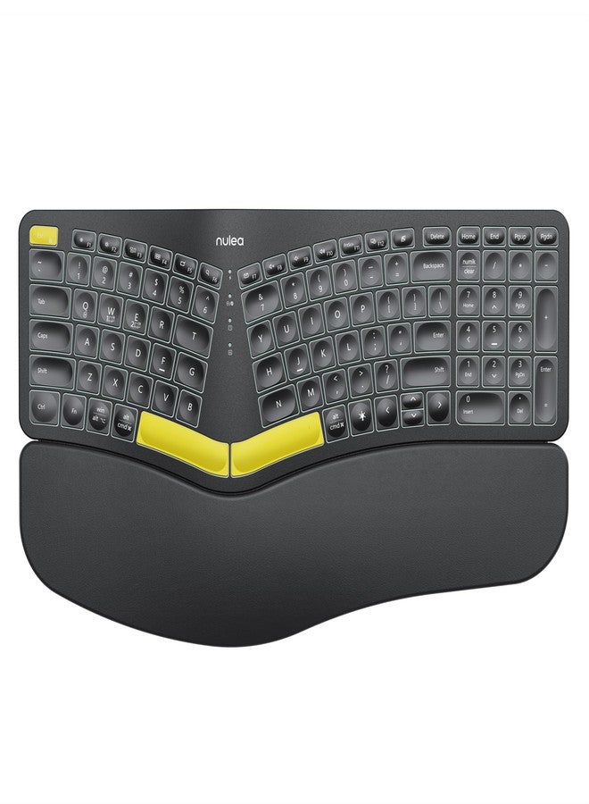 Nulea Wireless Ergonomic Keyboard, Split Keyboard with Wrist Rest, USB-C Charging, 7-Color Backlight, Natural Typing, Bluetooth and USB Connectivity, Compatible with Windows/Mac - Image 1